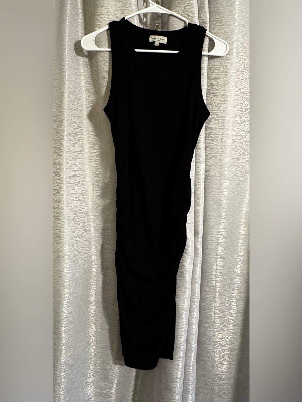 Michael Stars Black Ruched Tank Dress Women’s Small Bodycon Sleeveless Stretch